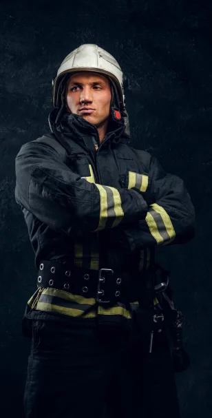 Single firefighter portrait